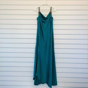 Rickie Freeman for Teri Jon Teal Beaded Strap Gown – Size 2 Cowl Neck Formal